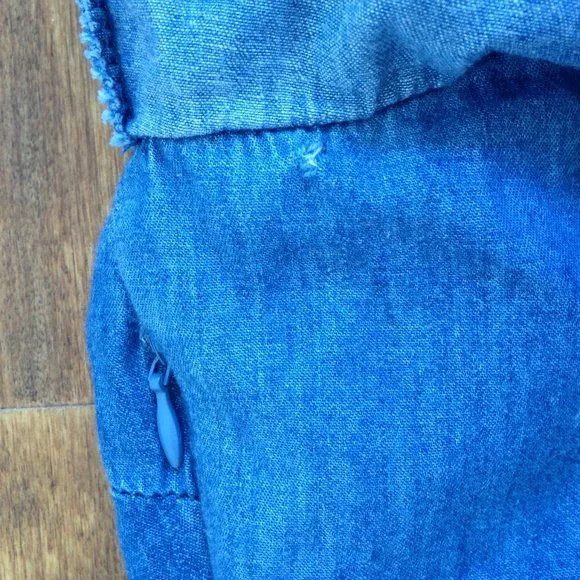 Denim Dress With Front Ruffle - Picture 11 of 13